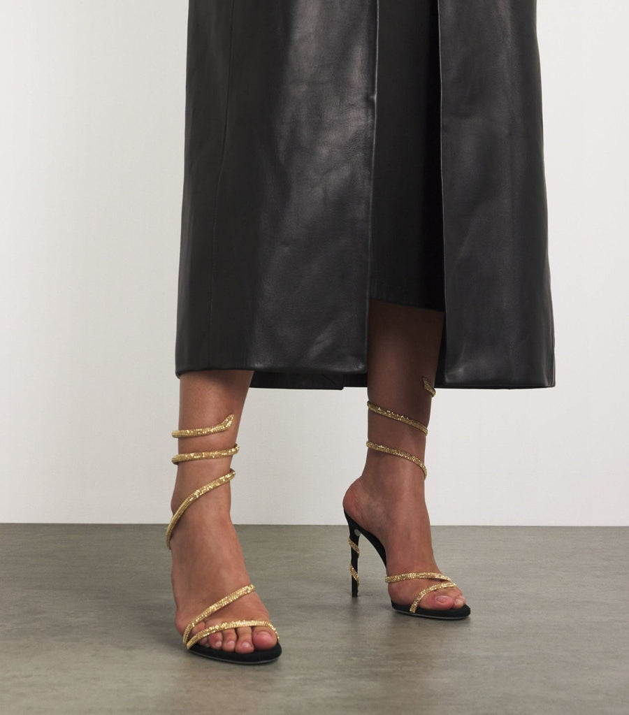 Antonia | Women's Rhinestone Spiral Ankle Wrap Open Toe Stiletto Heels