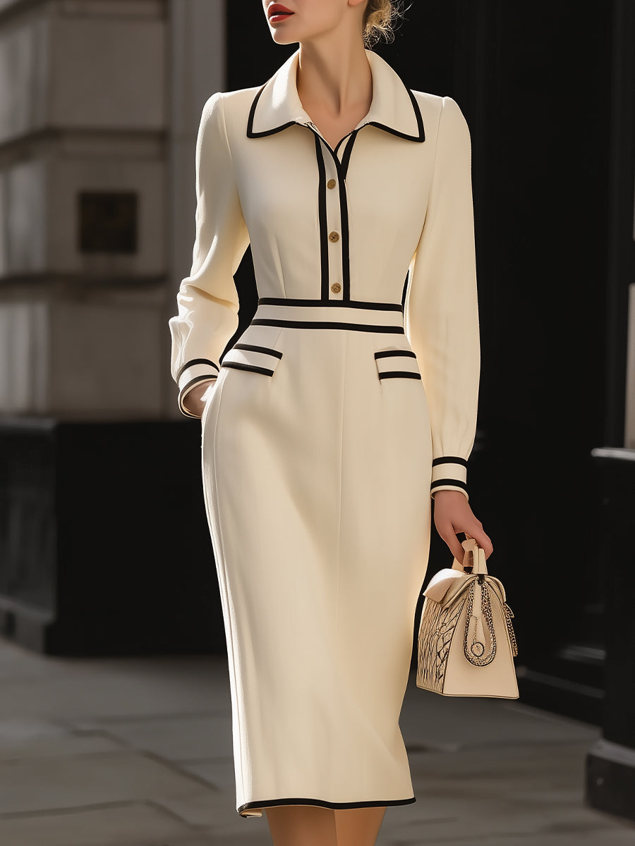 Azalea | Women's Collared Long Sleeve Pocket Midi Dress