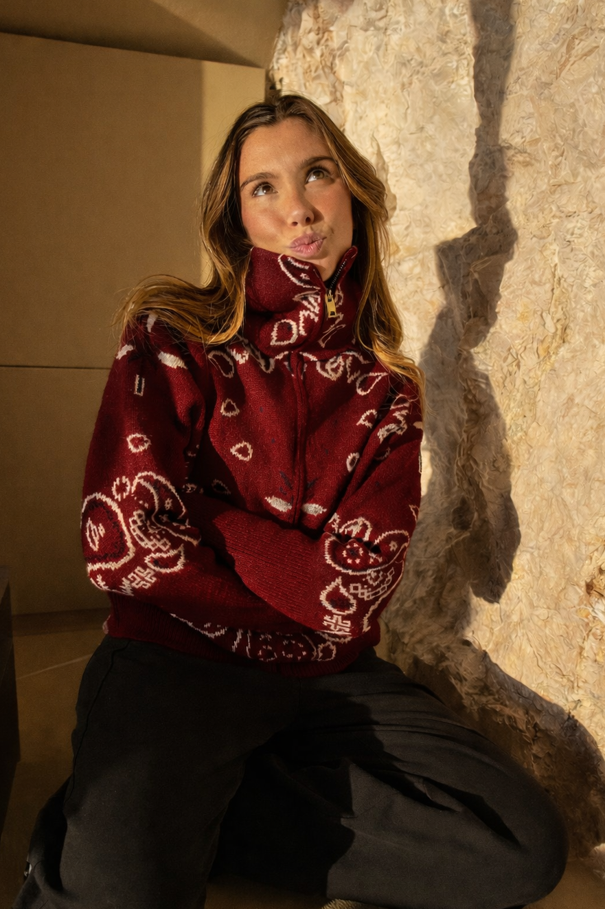 Delaney | Women's Paisley Zip Up Knit Cardigan – Hazel The Label