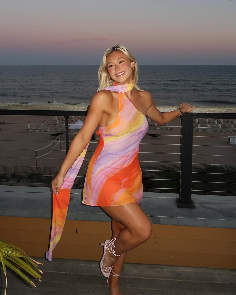 Katalina | Women's One-Shoulder Satin Mini Summer Dress