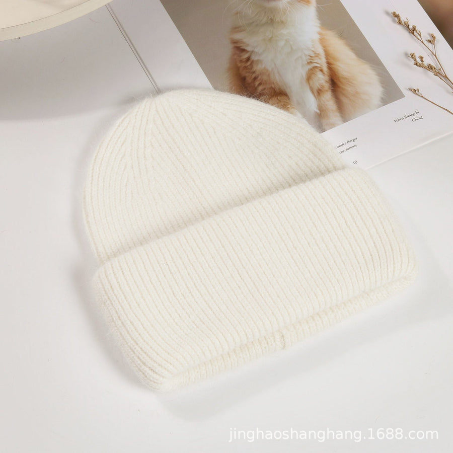 Lorraine | Women's Ribbed Foldover Cuff Rounded Crown Fuzzy Knit Beanie