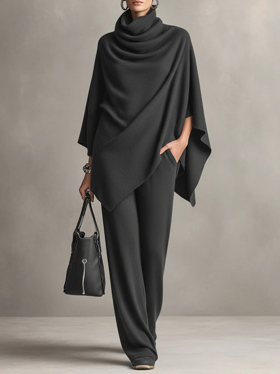 Noreen | Women's V Neck Long Sleeve Ribbed Wide Leg Two Piece Set