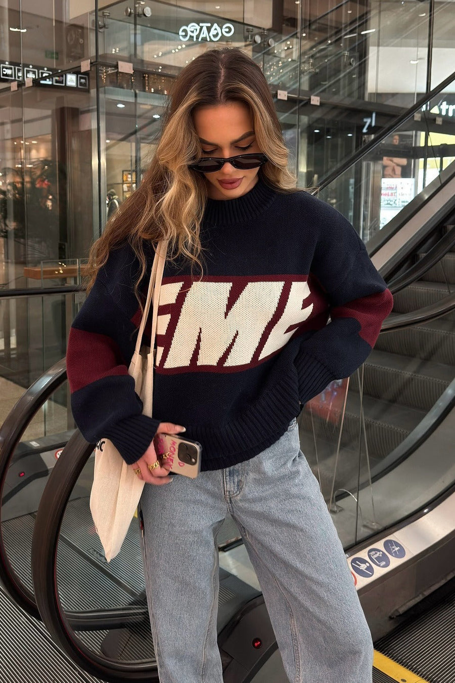 Payton | Women's Drop Shoulder Long Sleeve Graphic Knit Sweater