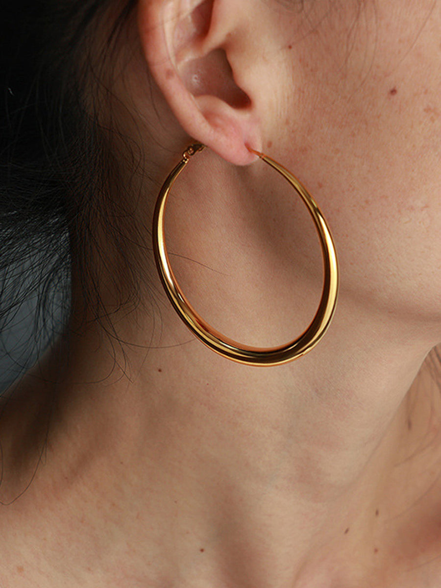 Temperance | Women's Polished Round Tube Large Hoop Earrings