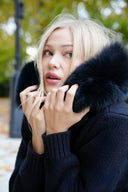 Aubri | Women's Hooded Faux Fur Zip Up Knit Cardigan Jacket