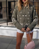 Delaney | Women's Paisley Zip Up Knit Cardigan