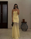 Melody | Women's Strapless Maxi Dress with Mesh Bottom