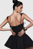 Annabelle | Lace-Up Spaghetti Ruffle Mini Dress