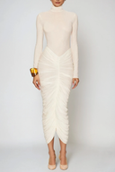 Dahlia | Women's High Neck Ruched Midi Dress