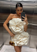 Anna | Women's Strapless Mini Dress with Flower Details