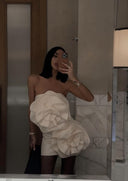 Anna | Women's Strapless Mini Dress with Flower Details