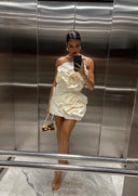 Anna | Women's Strapless Mini Dress with Flower Details