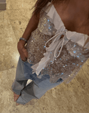 Andrea | Women's Sequin Top with Ruffles