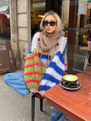 Adair | Women's Drop Shoulder Long Sleeve Striped Knit Sweater