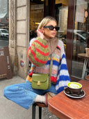 Adair | Women's Drop Shoulder Long Sleeve Striped Knit Sweater