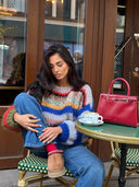Adair | Women's Drop Shoulder Long Sleeve Striped Knit Sweater
