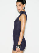 Adalyn | Women's Mock Neck Sleeveless Allover Studs Rhinestone Mini Dress
