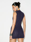 Adalyn | Women's Mock Neck Sleeveless Allover Studs Rhinestone Mini Dress