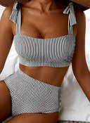 Adele | Women’s Bow Strap High-Waist Bikini Set Tummy Coverage
