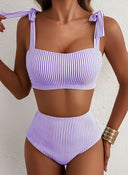 Adele | Women’s Bow Strap High-Waist Bikini Set Tummy Coverage