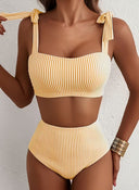 Adele | Women’s Bow Strap High-Waist Bikini Set Tummy Coverage