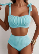 Adele | Women’s Bow Strap High-Waist Bikini Set Tummy Coverage