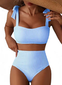 Adele | Women’s Bow Strap High-Waist Bikini Set Tummy Coverage