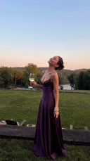 Ailsa | Women's Formal Satin Autumn Wedding Guest Maxi Dress