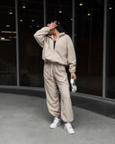 Aiyana | Women's Zip Long Sleeve Fleece Wide Leg Two Piece Set