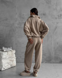 Aiyana | Women's Zip Long Sleeve Fleece Wide Leg Two Piece Set