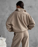 Aiyana | Women's Zip Long Sleeve Fleece Wide Leg Two Piece Set