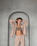 Aiyana | Women's Zip Long Sleeve Fleece Wide Leg Two Piece Set