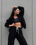 Aiyana | Women's Zip Long Sleeve Fleece Wide Leg Two Piece Set