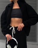 Aiyana | Women's Zip Long Sleeve Fleece Wide Leg Two Piece Set