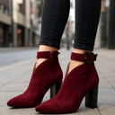 Alessa | Women's Cutout Ankle Pointed Toe Buckle Strap Heel Boots