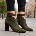Alessa | Women's Cutout Ankle Pointed Toe Buckle Strap Heel Boots