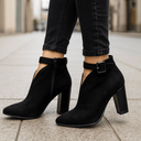Alessa | Women's Cutout Ankle Pointed Toe Buckle Strap Heel Boots