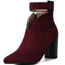 Alessa | Women's Cutout Ankle Pointed Toe Buckle Strap Heel Boots