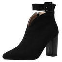 Alessa | Women's Cutout Ankle Pointed Toe Buckle Strap Heel Boots