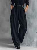 Alisha | Women's Turtleneck Long Sleeve Belted Pleated Wide Leg Two Piece Set