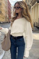 Alyson | Women's Off Shoulder Ribbed Hem Knit Sweater