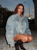 Amelie | Women's Oversized Long Sleeve Embroidered Denim Jacket