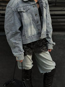 Amelie | Women's Oversized Long Sleeve Embroidered Denim Jacket