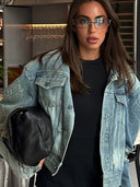 Amelie | Women's Oversized Long Sleeve Embroidered Denim Jacket