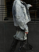 Amelie | Women's Oversized Long Sleeve Embroidered Denim Jacket