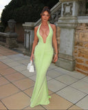 Amira | Women's Deep Halter Maxi Summer Dress