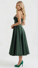 Amity | Women's Spaghetti Strap Bust Cups Flared Midi Dress