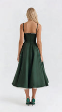 Amity | Women's Spaghetti Strap Bust Cups Flared Midi Dress
