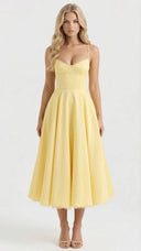 Amity | Women's Spaghetti Strap Bust Cups Flared Midi Dress