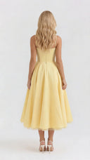 Amity | Women's Spaghetti Strap Bust Cups Flared Midi Dress